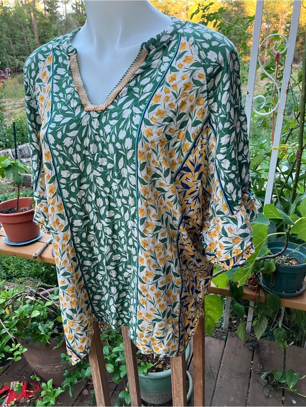 Rayon 2X top garden floral boho - Picture 2 of 7